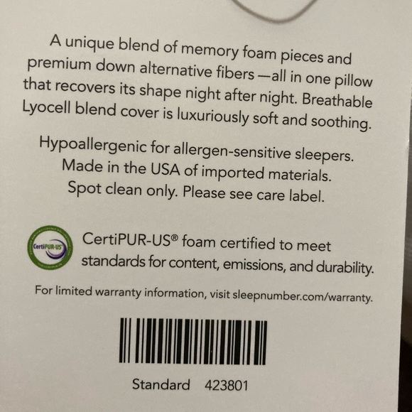 New Never Used Sleep Number White and Gray Pillow - Picture 4 of 5